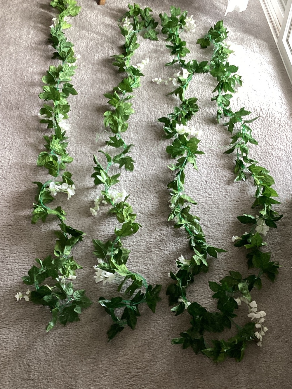 Artificial Garland with White Flowers - 4 of them (6 feet long)